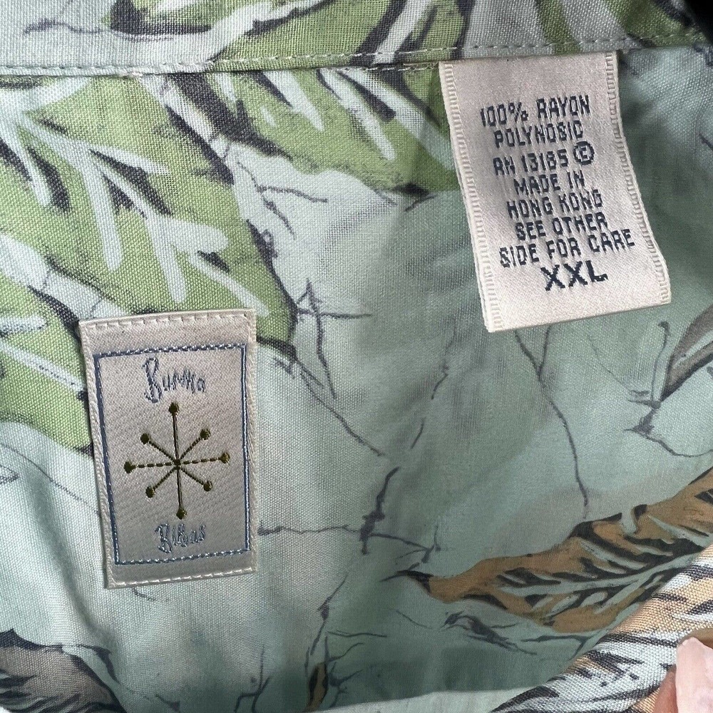 Burma Bibas Blue Short Sleeve Button-Down Shirt XXL NWT Tropical Leaves - Picture 7 of 12